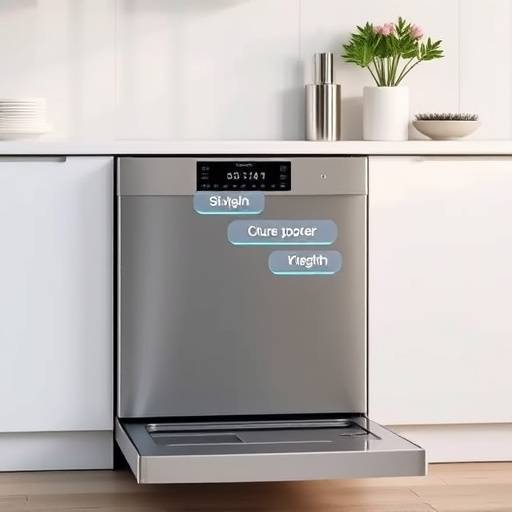 Lavavajillas inteligente con diferentes programas de lavado en la pantalla